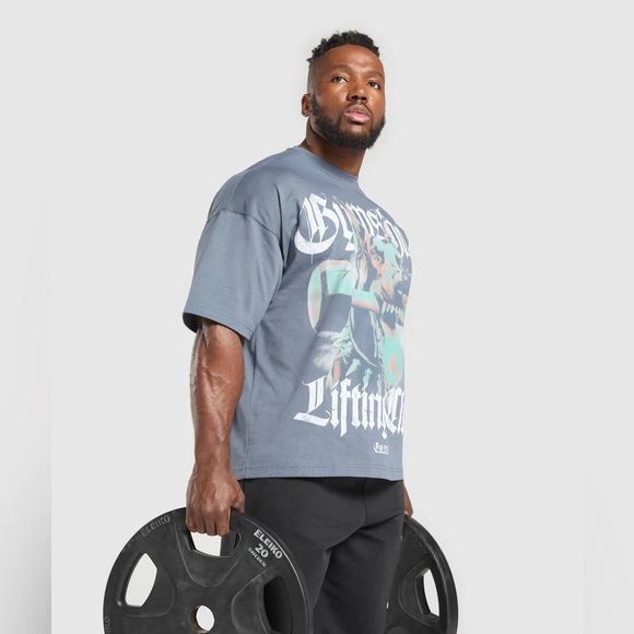 Gymshark Doberman graphic t-shirt in blue - Picture 2 of 3